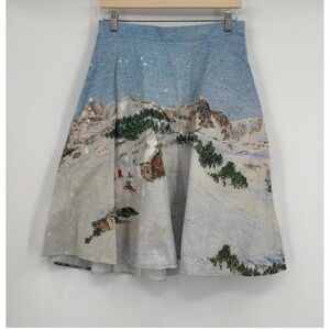 Corey Lyn Calter Anthropologie Winter Wonderland Apres Ski Cabin Midi Skirt Sz M